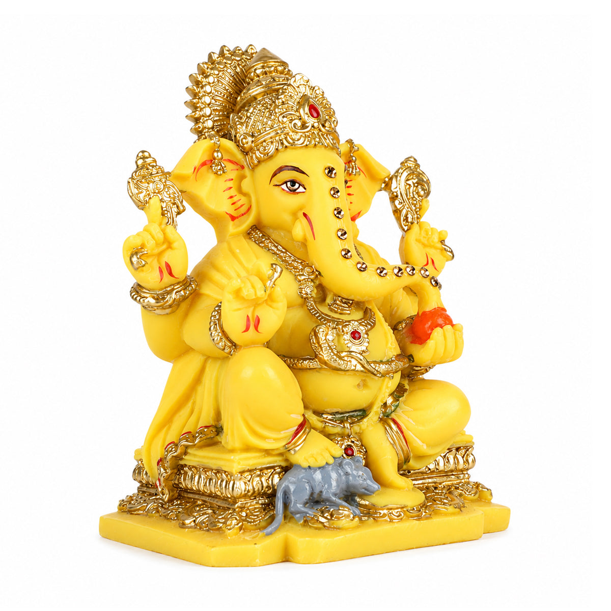 The Writershub Ganpati Bappa Idol with Golden Crown & Modak – Polyresin