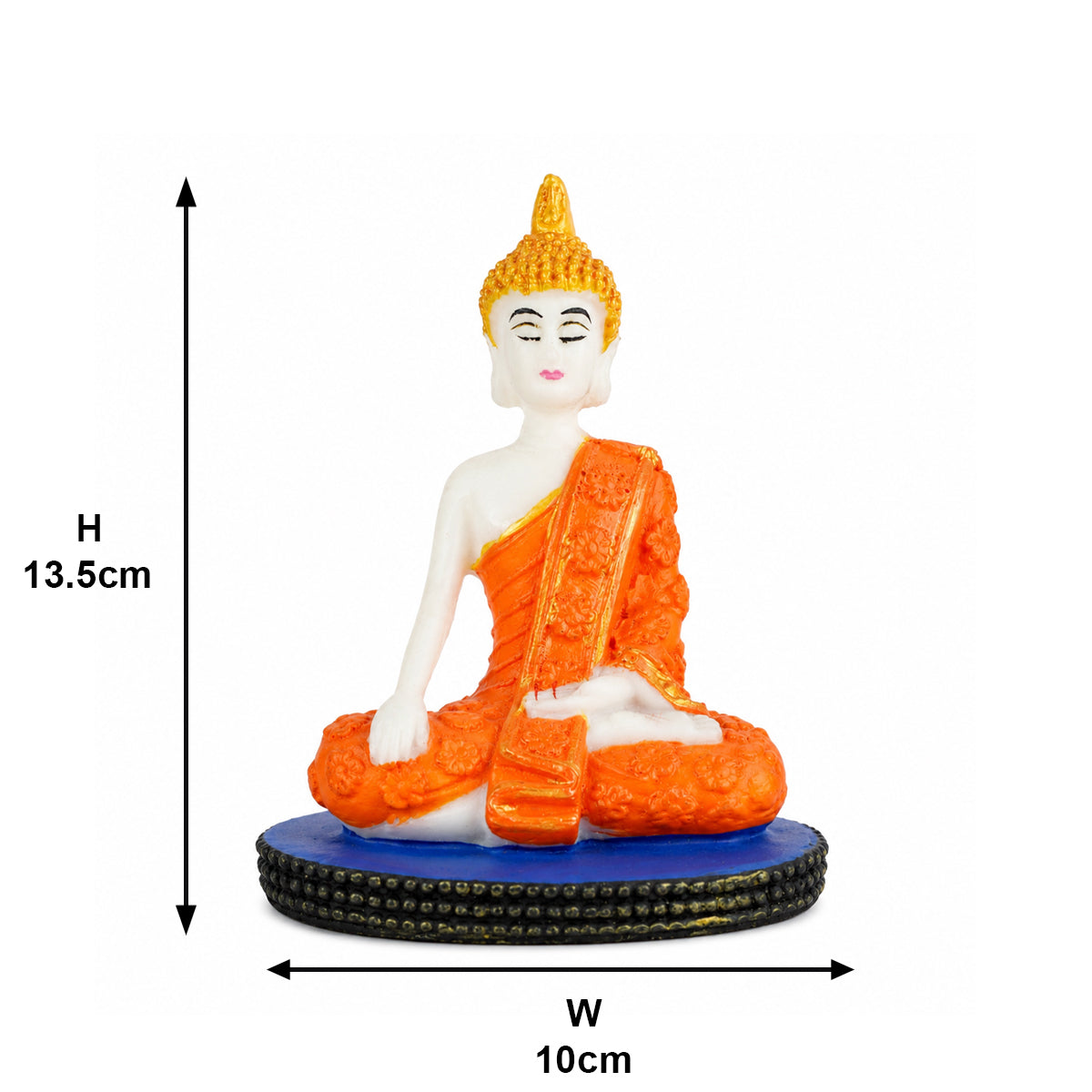 Meditating Gautam Buddha Statue – Orange & Gold Polyresin