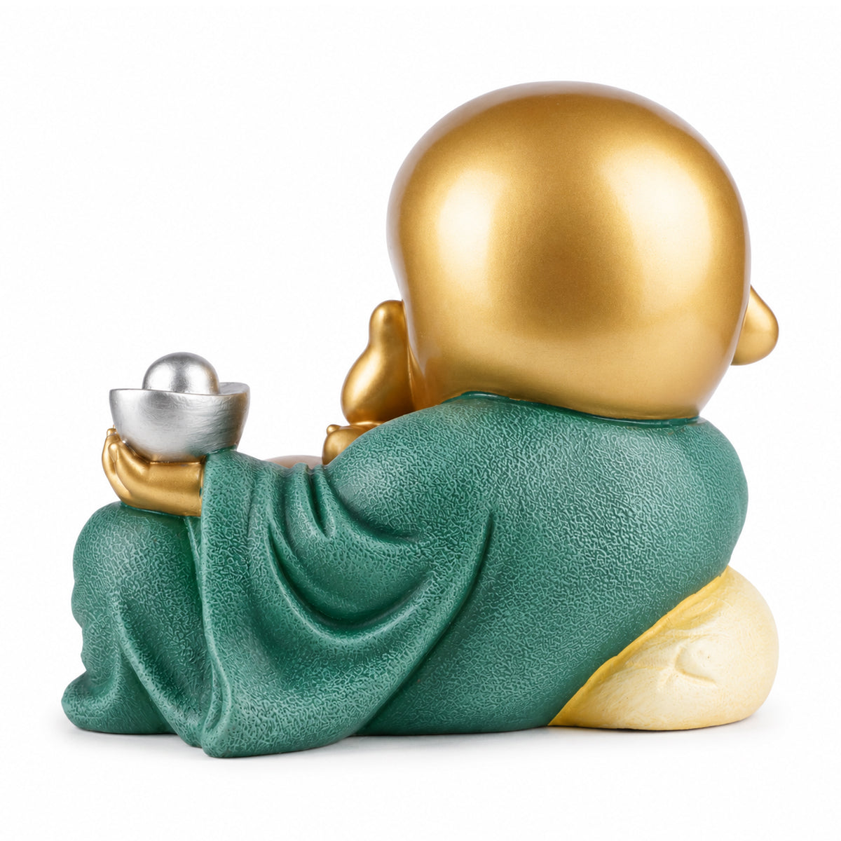 The Writershub Smiling Laughing Buddha Polyresin Statue Holding Bowl