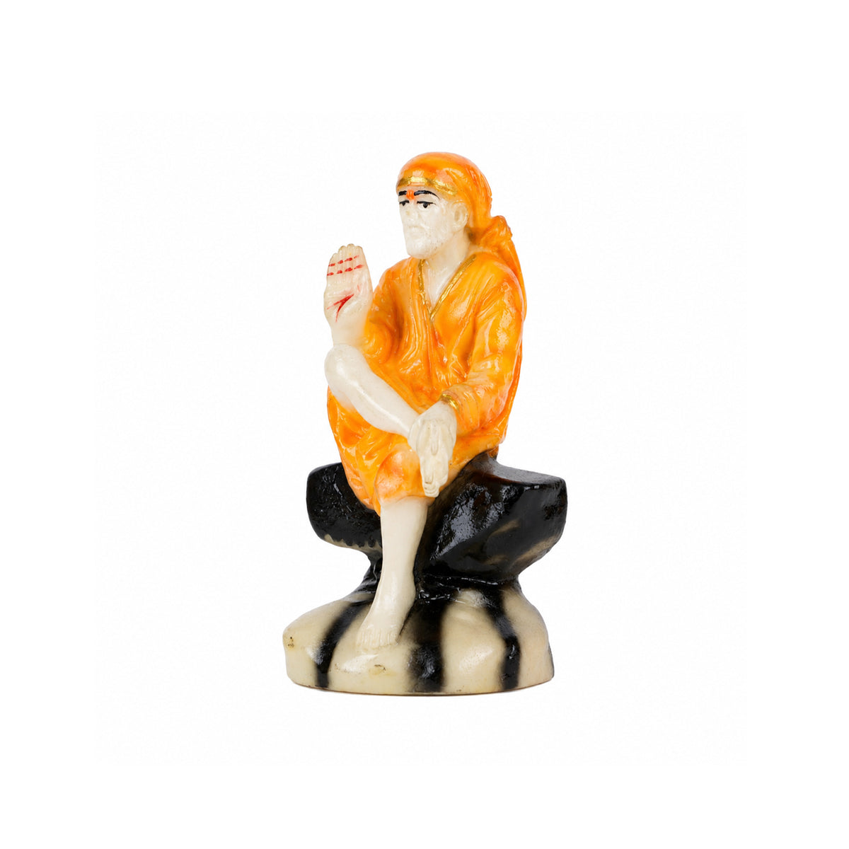 Mini Shirdi Sai Baba Idol Statue – Orange & Gold Polyresin