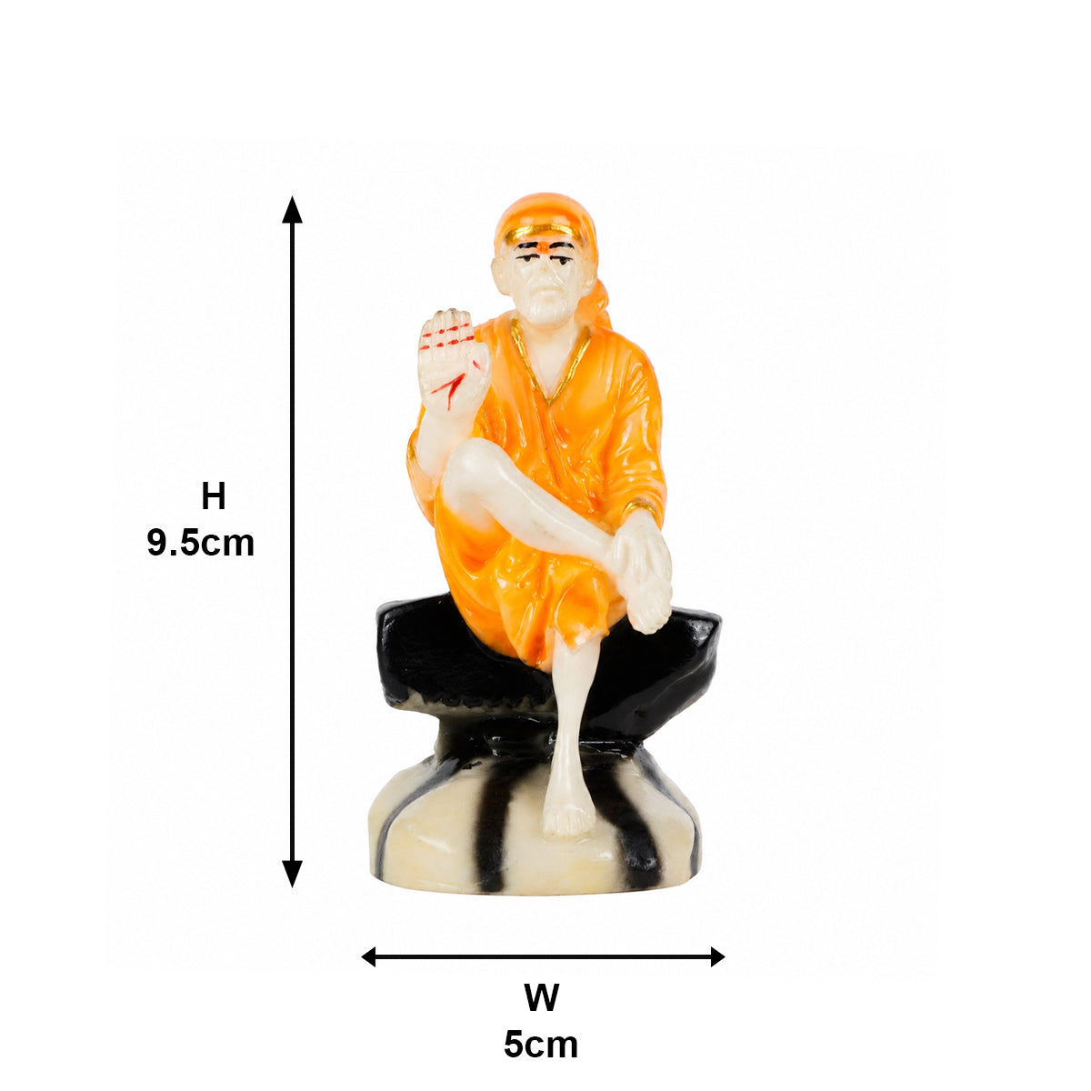 Mini Shirdi Sai Baba Idol Statue – Orange & Gold Polyresin