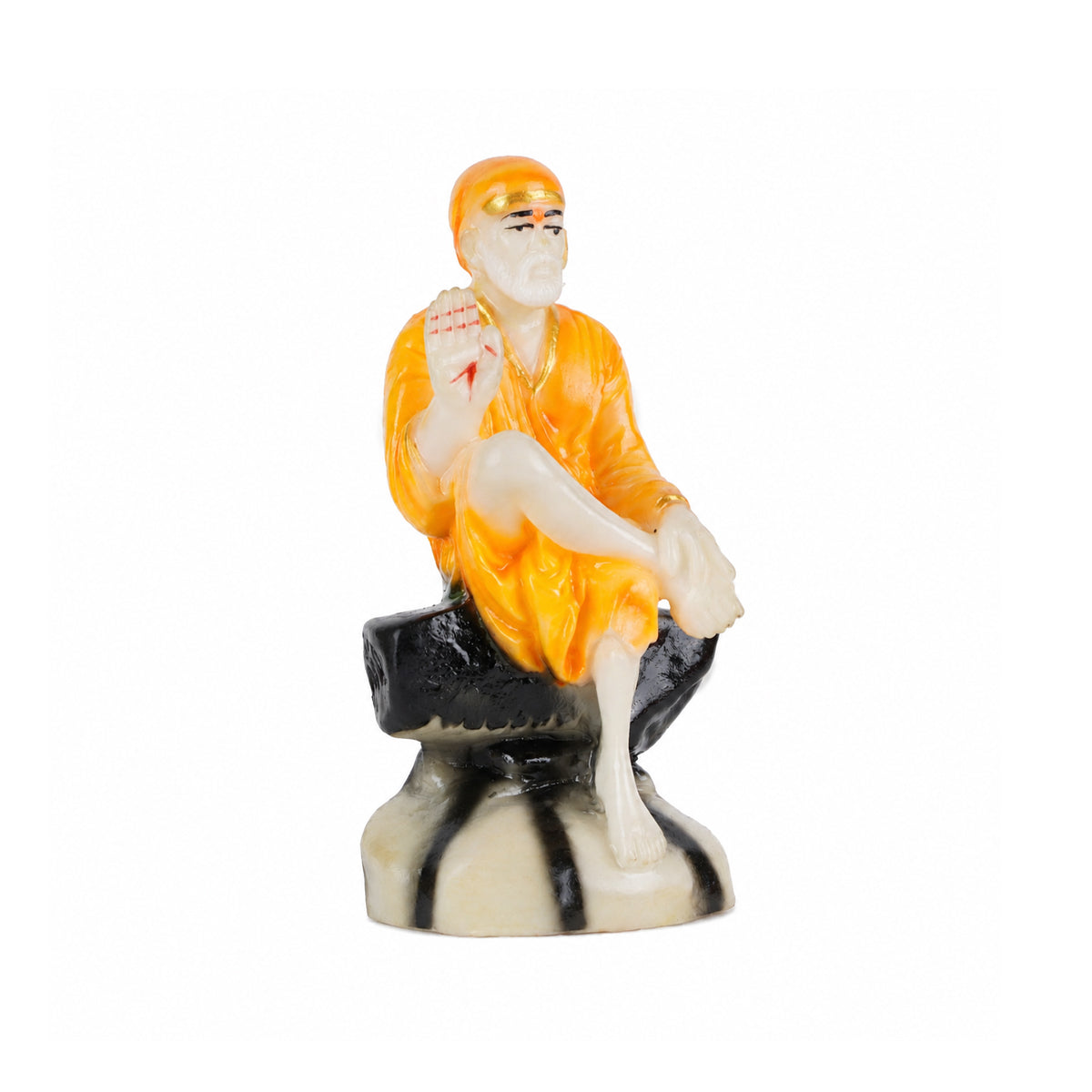Shirdi Sai Baba Idol Statue – Orange & Gold Polyresin