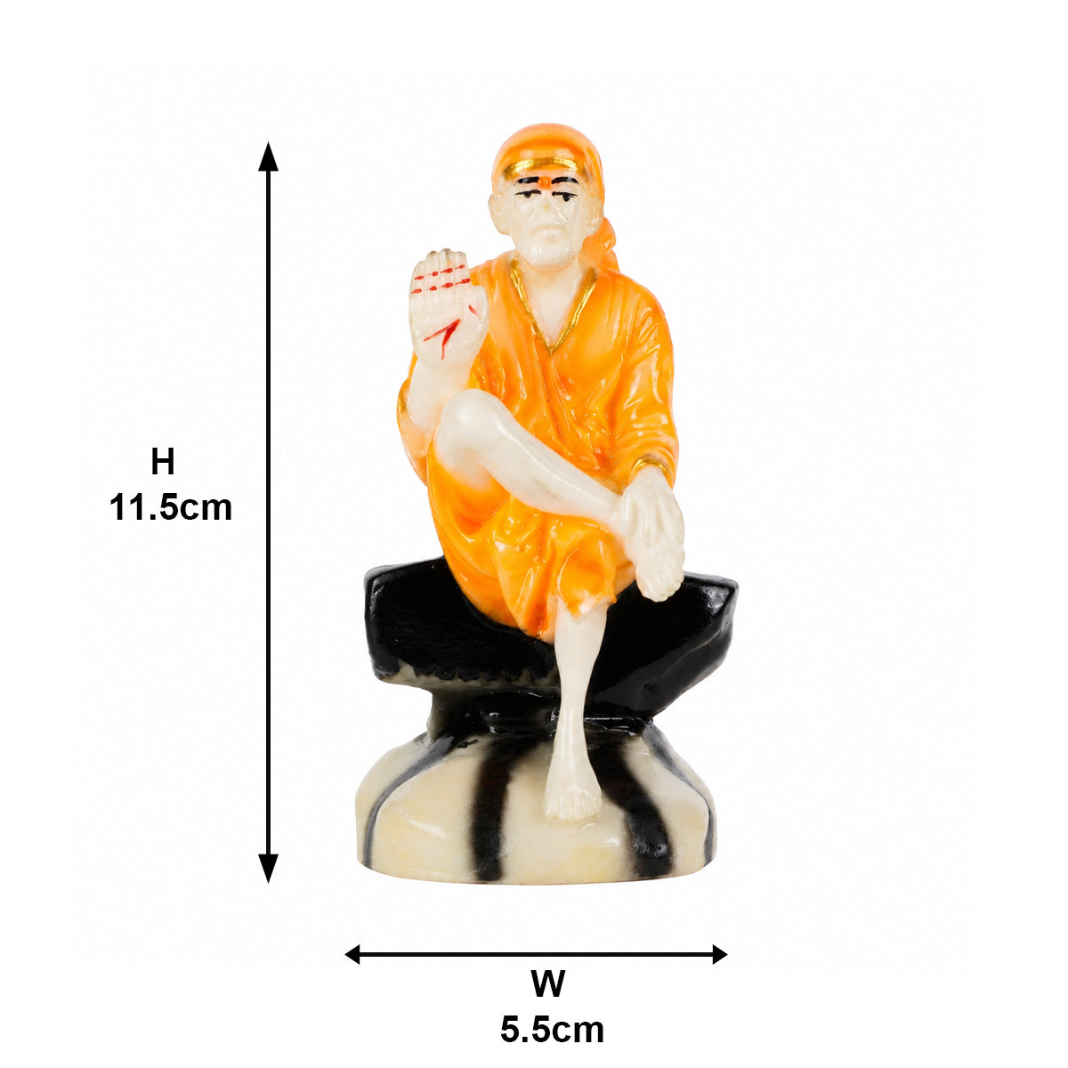 Shirdi Sai Baba Idol Statue – Orange & Gold Polyresin