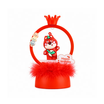 Red Teddy Bear Happy Birthday Decoration with LED Lights
