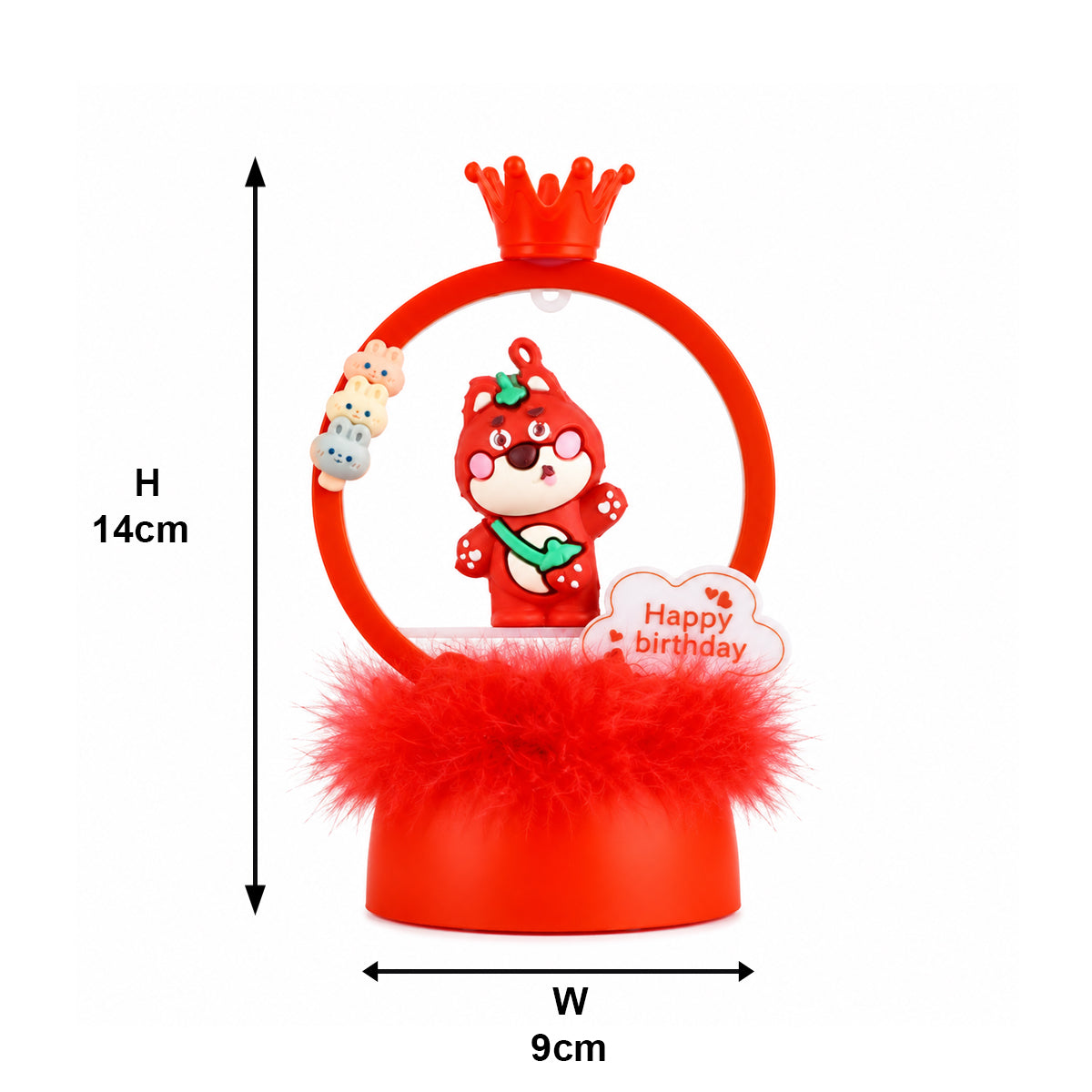 Red Teddy Bear Happy Birthday Decoration with LED Lights