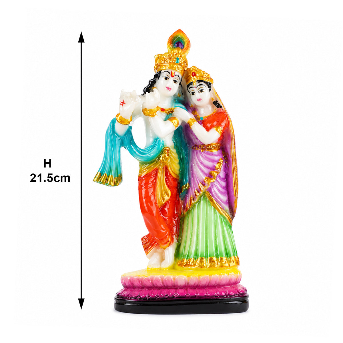 Radha Krishna Idol – Multicolour Polyresin, Matte Finish