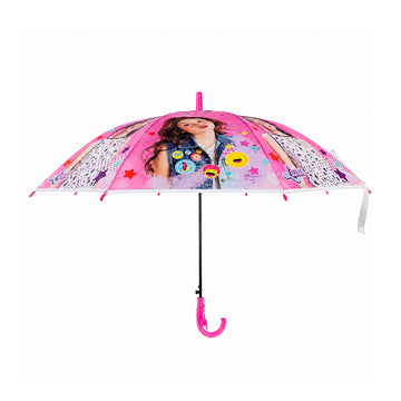 Arav Pink Luna Themed Kids Umbrella — Pink with Whistle Handle, 65 cm