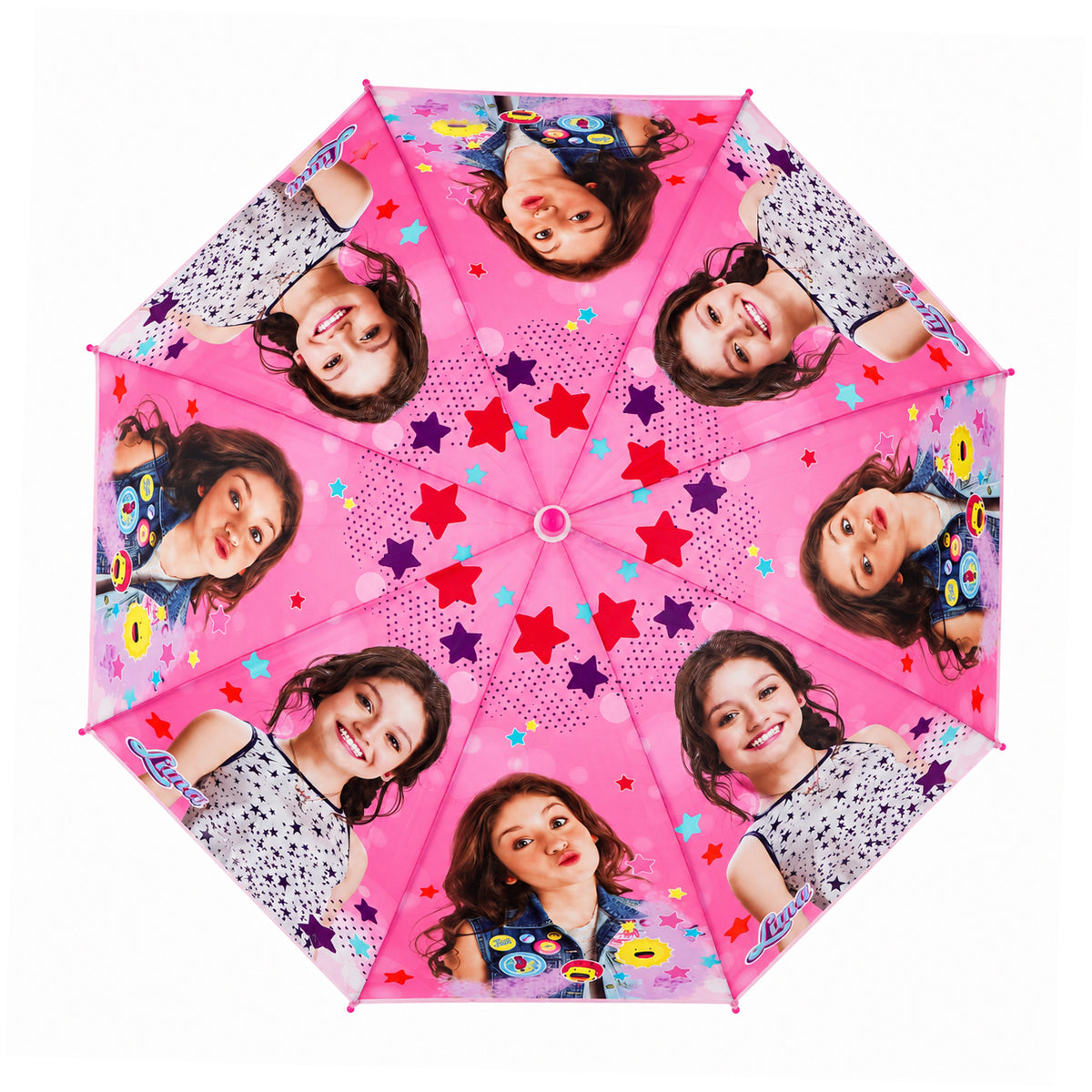 Arav Pink Luna Themed Kids Umbrella — Pink with Whistle Handle, 65 cm