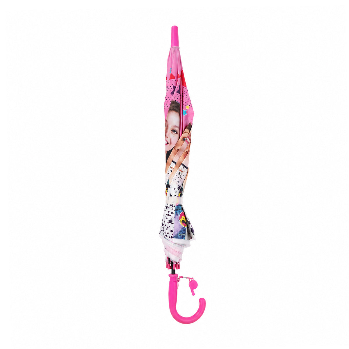 Arav Pink Luna Themed Kids Umbrella — Pink with Whistle Handle, 65 cm