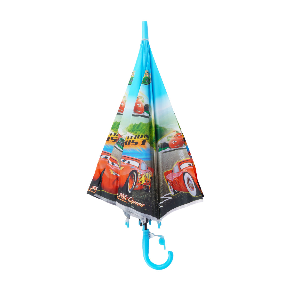 Arav Blue Kids Umbrella — Blue with Whistle Handle (Paw Patrol / Lightning McQueen)
