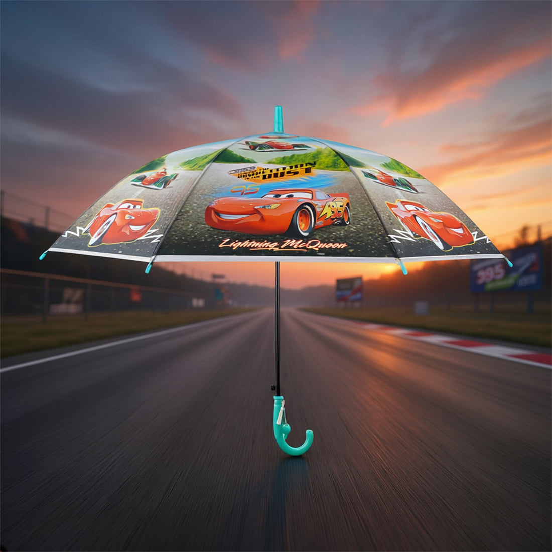 Arav Blue Kids Umbrella — Blue with Whistle Handle (Paw Patrol / Lightning McQueen)
