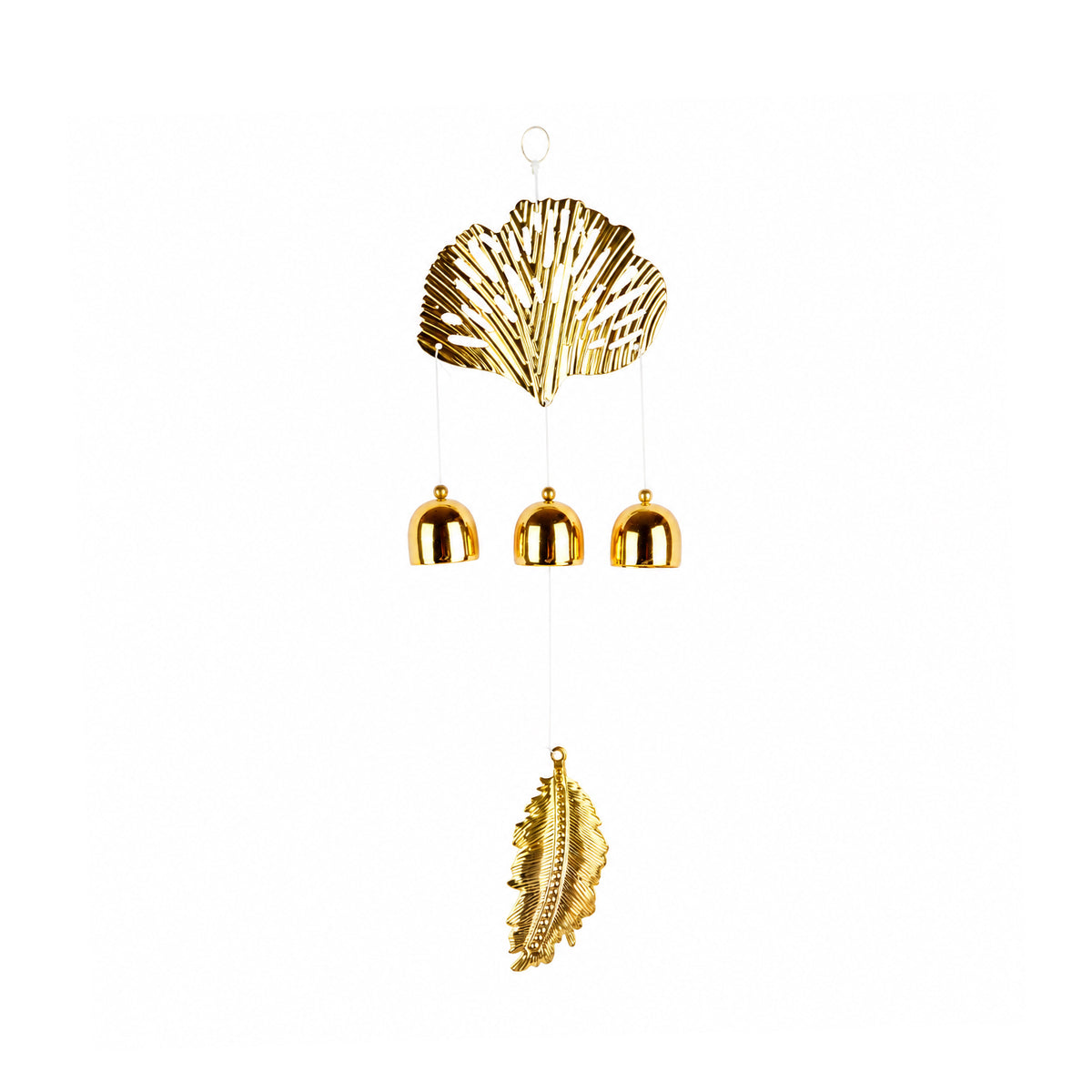 The Writershub Gold Metal Leaf Wind Chime with Hanging Bells