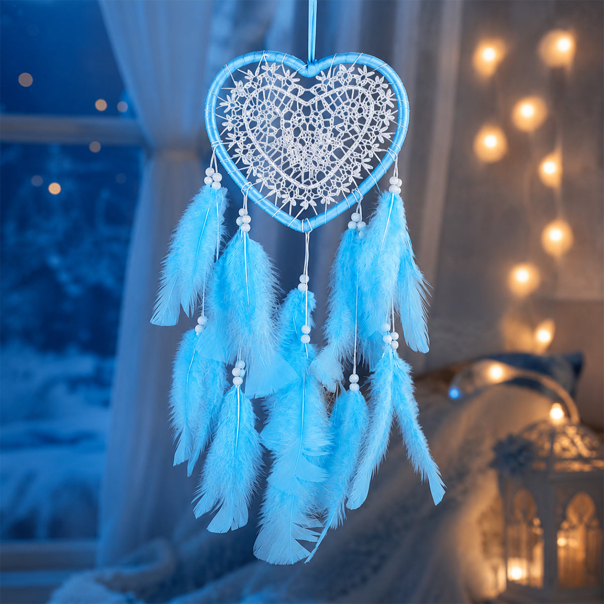 The Writershub Heart-Shaped Handmade Dream Catcher — Lace & Feathers