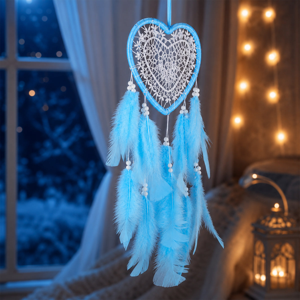The Writershub Heart-Shaped Handmade Dream Catcher — Lace & Feathers