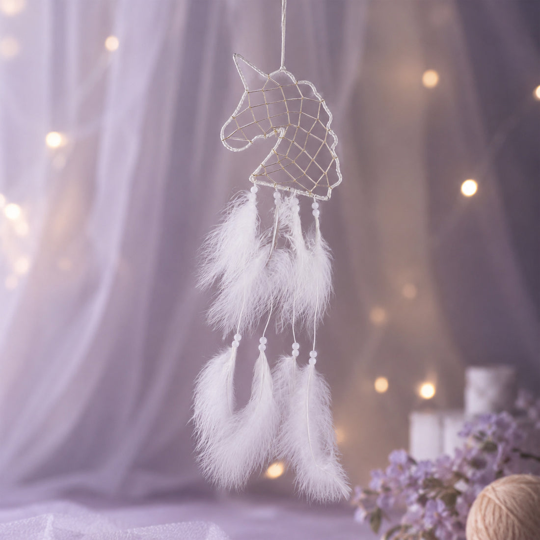 The Writershub White Unicorn Design Handmade Dream Catcher