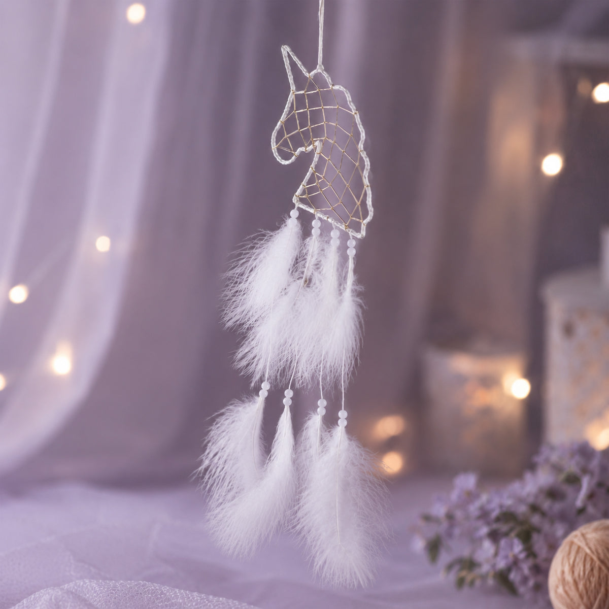 The Writershub White Unicorn Design Handmade Dream Catcher
