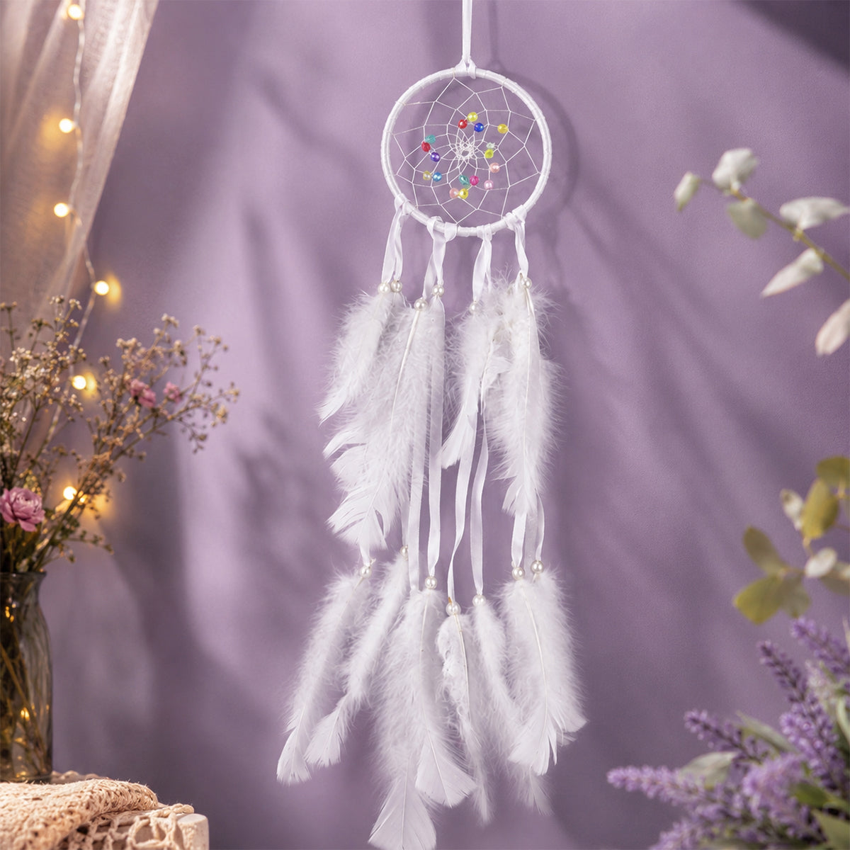 The Writershub Circular Web with Decorative Beads Design Handmade Dream Catcher