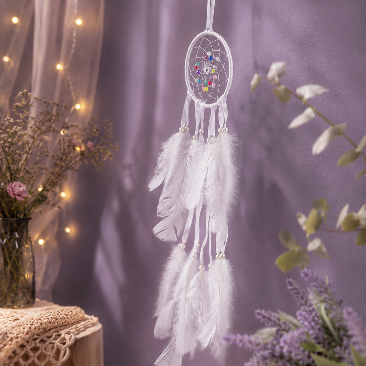 The Writershub Circular Web with Decorative Beads Design Handmade Dream Catcher