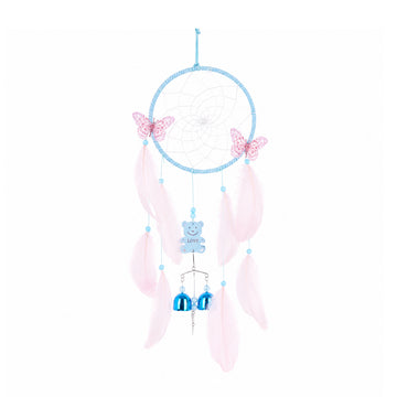 The Writershub Blue & Pink Handmade Dream Catcher with Feathers and Bells
