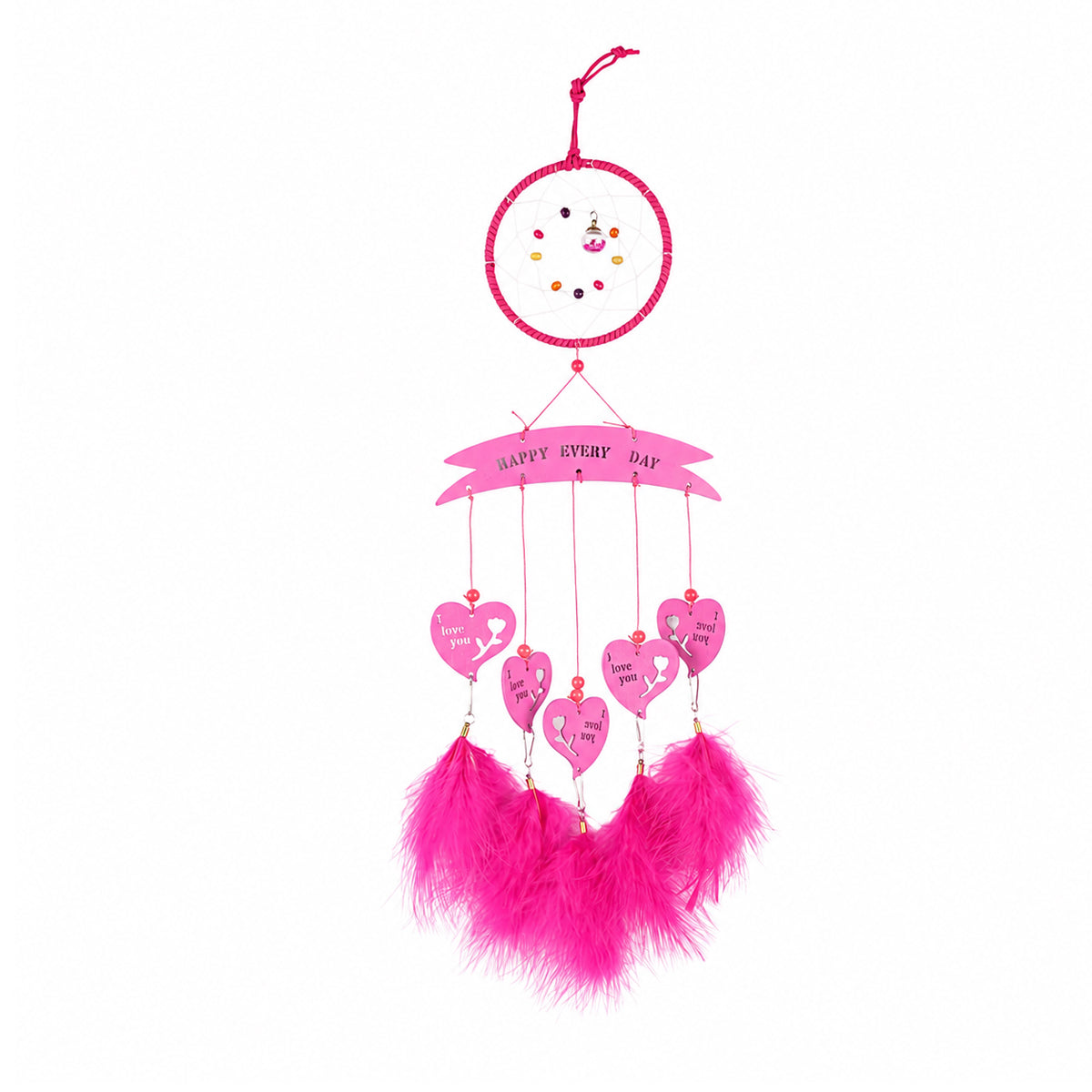 The Writershub Pink "Happy Every Day" Theme Handmade Dream Catcher