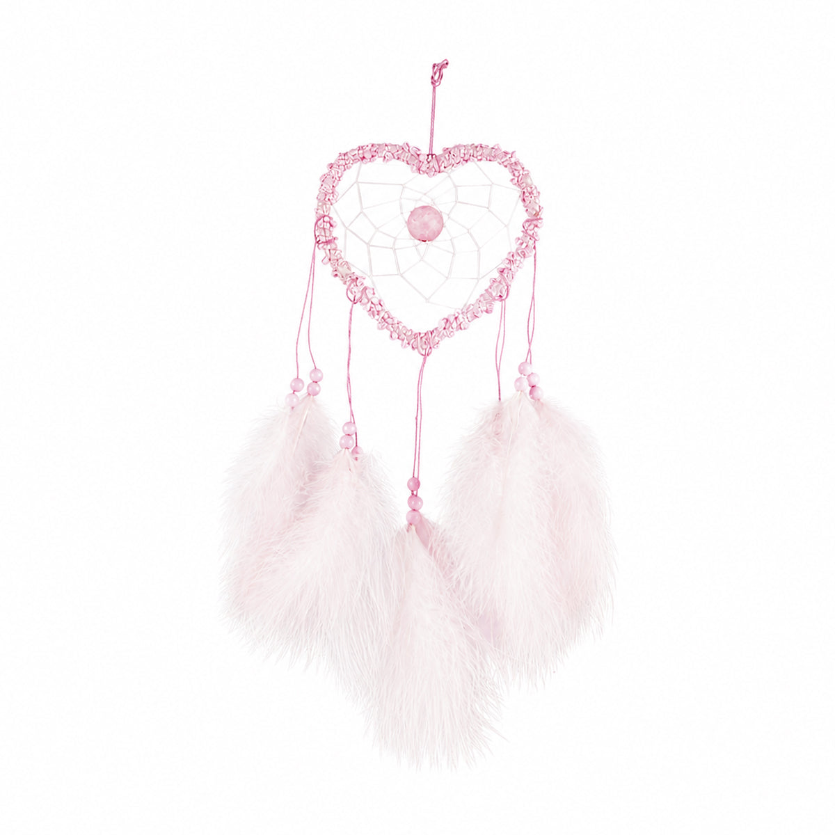 The Writershub Light Pink Heart Web with Bead Design Handmade Dream Catcher