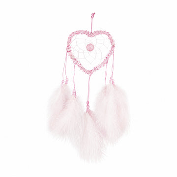 The Writershub Light Pink Heart Web with Bead Design Handmade Dream Catcher