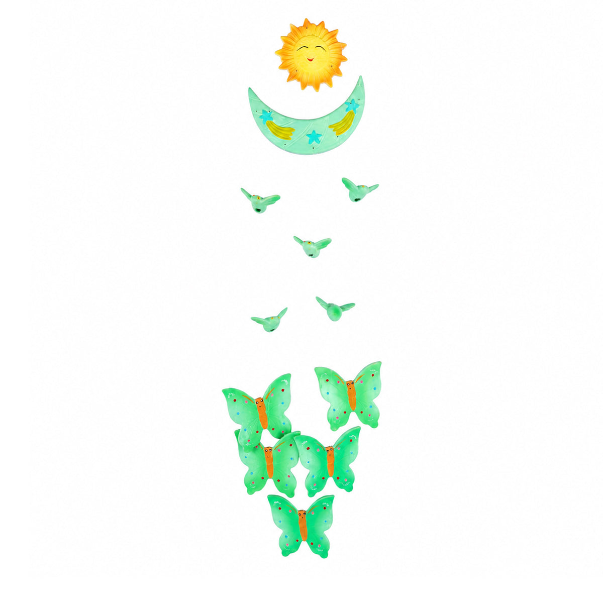 The Writershub Green Butterfly Hanging Decor with Smiling Sun & Moon