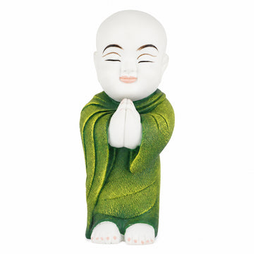 The Writershub White Peaceful Monk Figurine Namaste Posture Showpiece