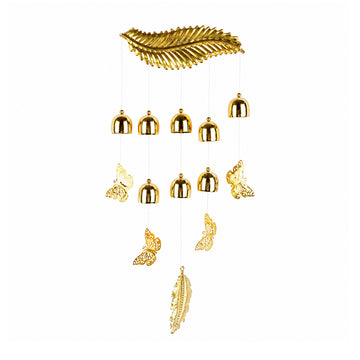 The Writershub Gold-Coloured Leaf & Butterfly Wind Chime