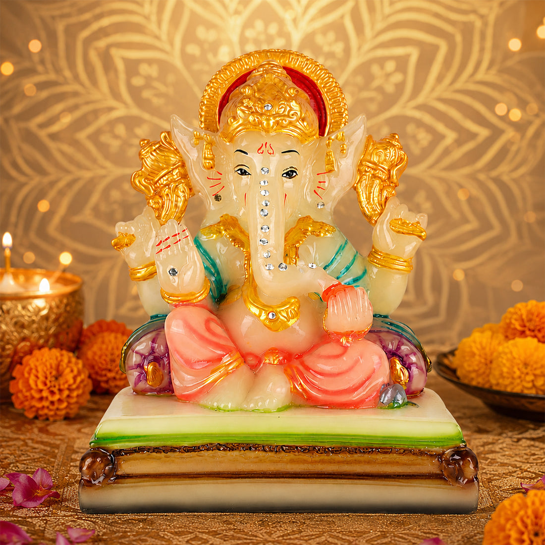 The Writershub Lord Ganesha Decorative Idol | Premium Resin Ganpati Murti Showpiece