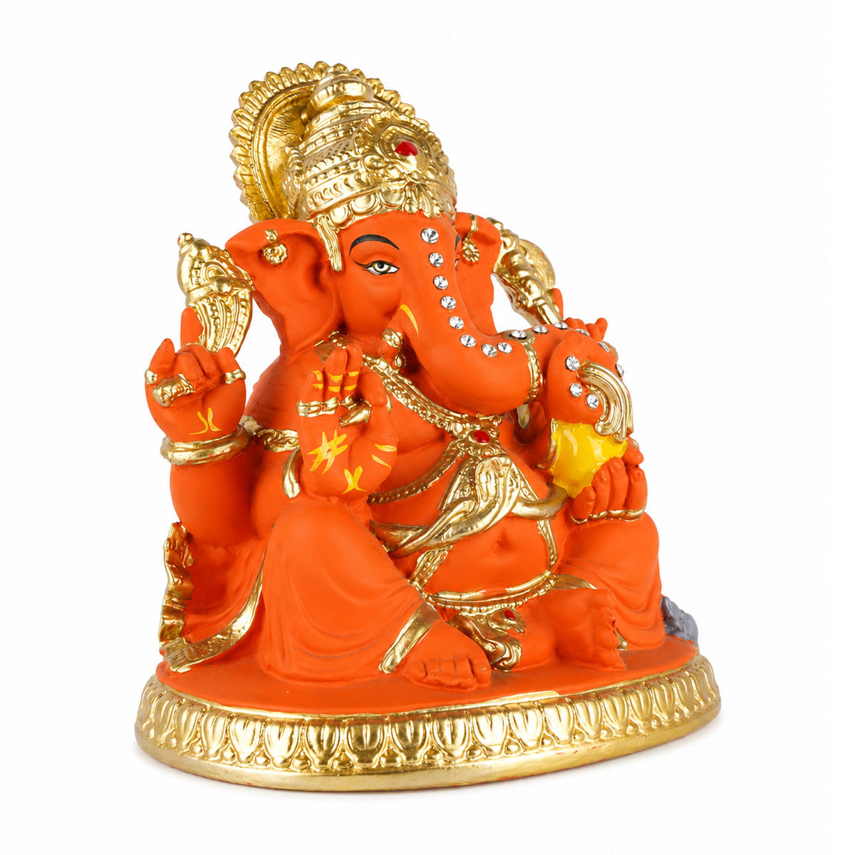 The Writershub Red & Gold Lord Ganesha Idol with Stone Work Showpiece
