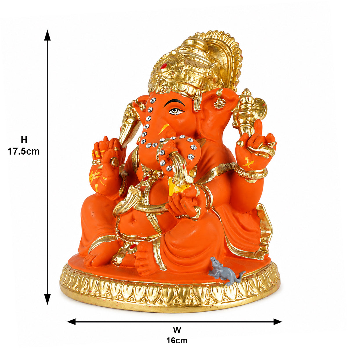 The Writershub Red & Gold Lord Ganesha Idol with Stone Work Showpiece