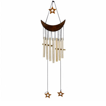 The Writershub Moon & Star Metal Wind Chime — Nine Tubes