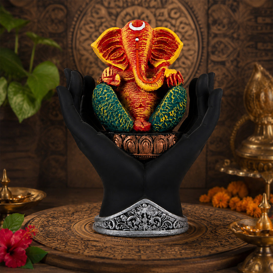 The Writershub Hand Holding Lord Ganesha Idol Showpiece