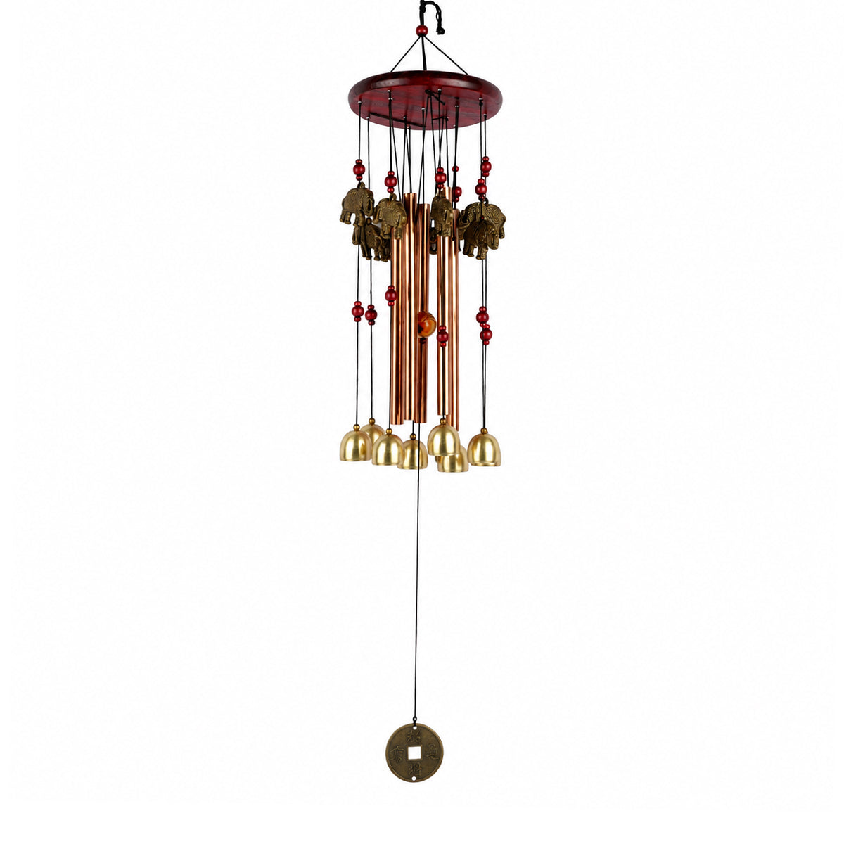 The Writershub Handcrafted Metal & Wood Elephant Wind Chime with Bells