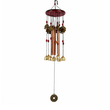 The Writershub Handcrafted Metal & Wood Elephant Wind Chime with Bells