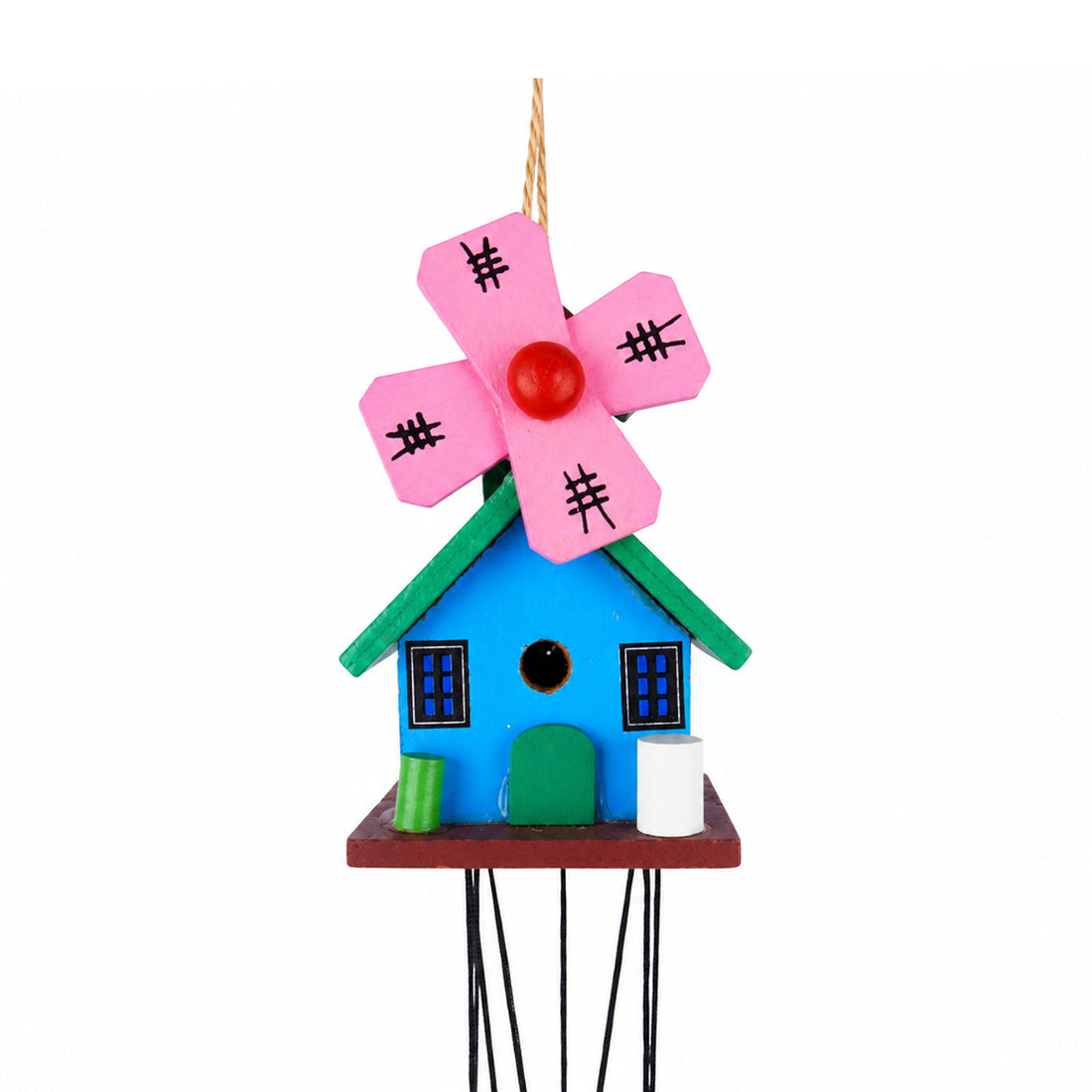 The Writershub Small House & Windmill Wind Chime with Metal Bells