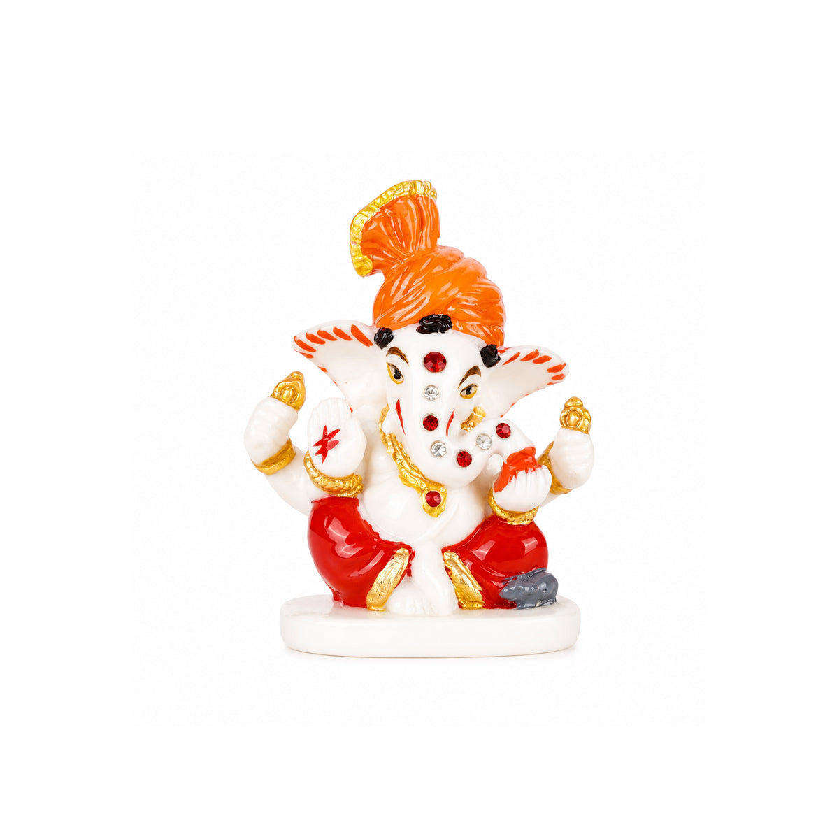 The Writershub Minnie Ganesh Idol with Orange Pagdi Showpiece