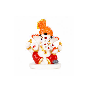 The Writershub Minnie Ganesh Idol with Orange Pagdi Showpiece