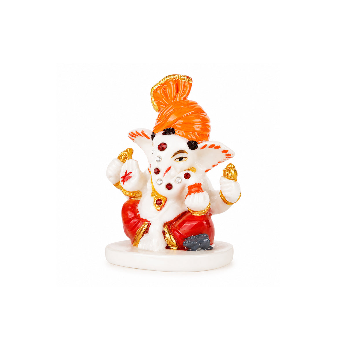 The Writershub Minnie Ganesh Idol with Orange Pagdi Showpiece