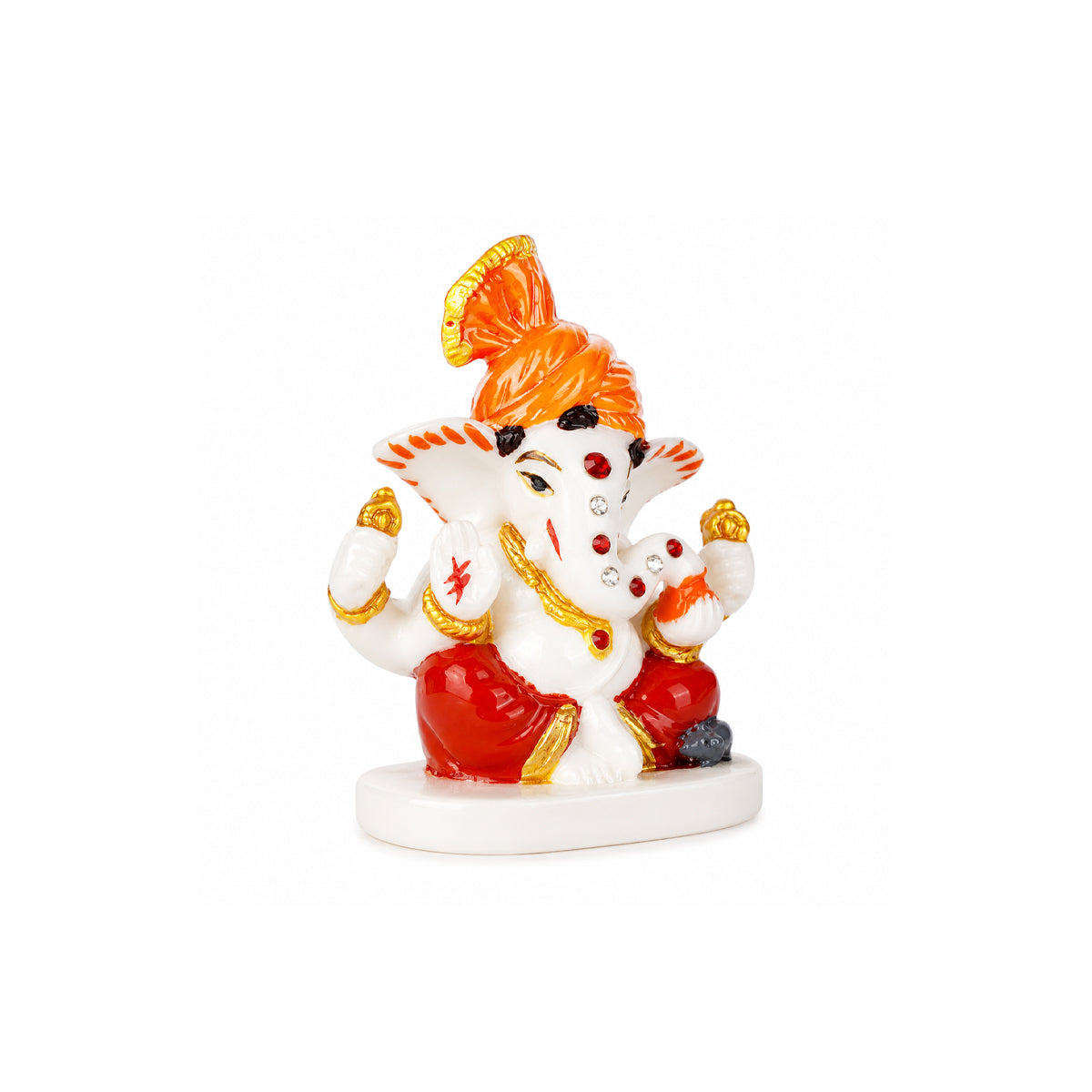 The Writershub Minnie Ganesh Idol with Orange Pagdi Showpiece