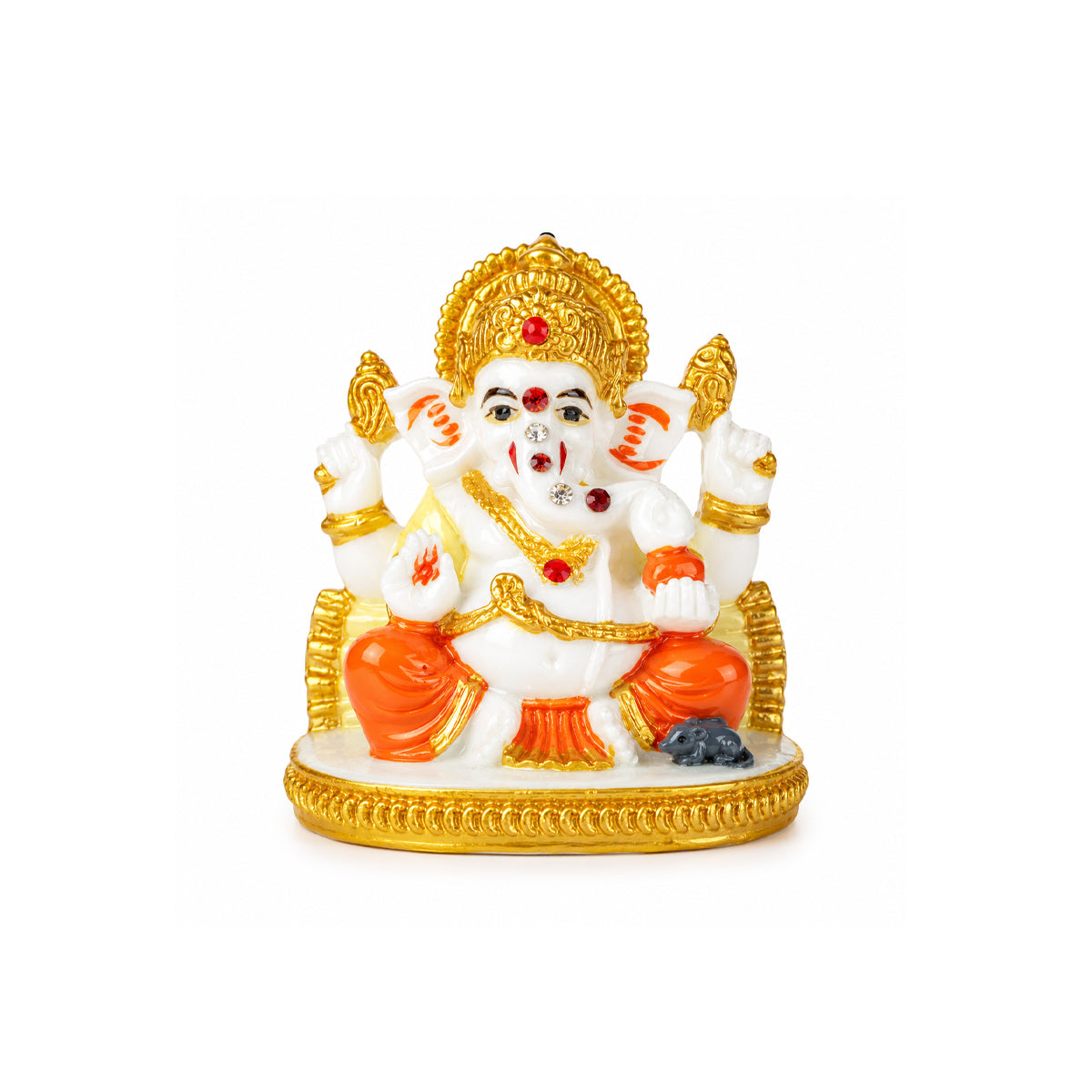 The Writershub Mini Ganesh Murti with Gold Crown Idol