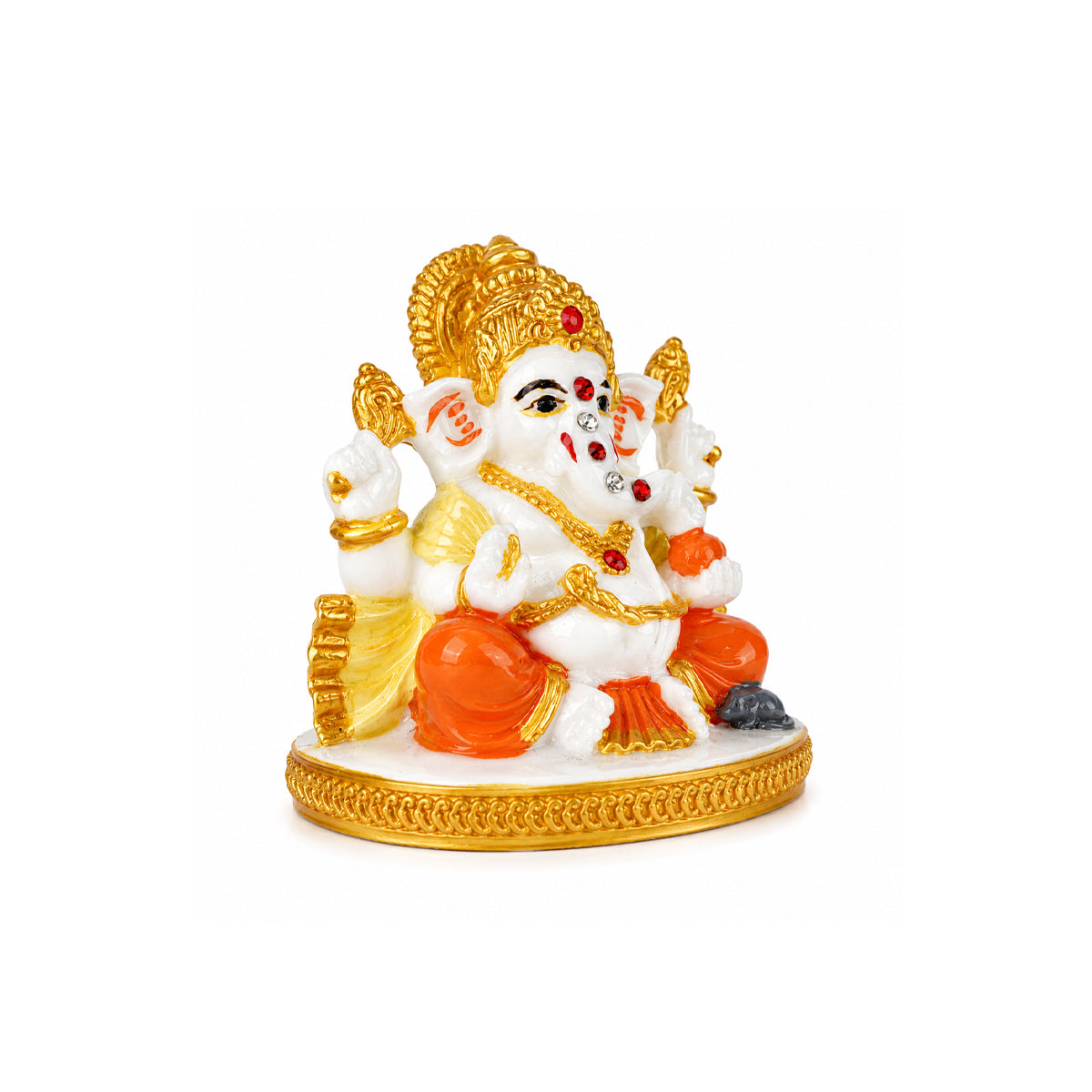 The Writershub Mini Ganesh Murti with Gold Crown Idol