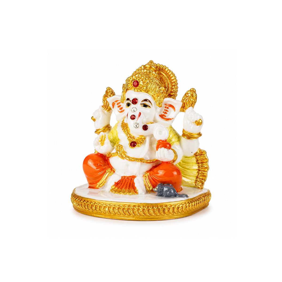 The Writershub Mini Ganesh Murti with Gold Crown Idol