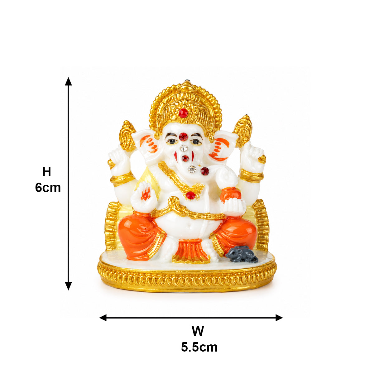 The Writershub Mini Ganesh Murti with Gold Crown Idol