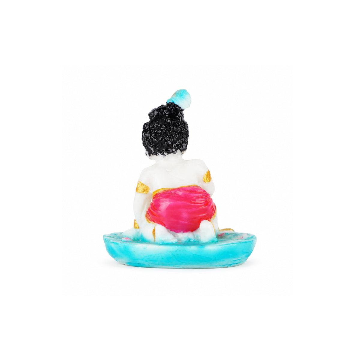 The Writershub Blue Base Bal Krishna with Laddu Decorative Idol