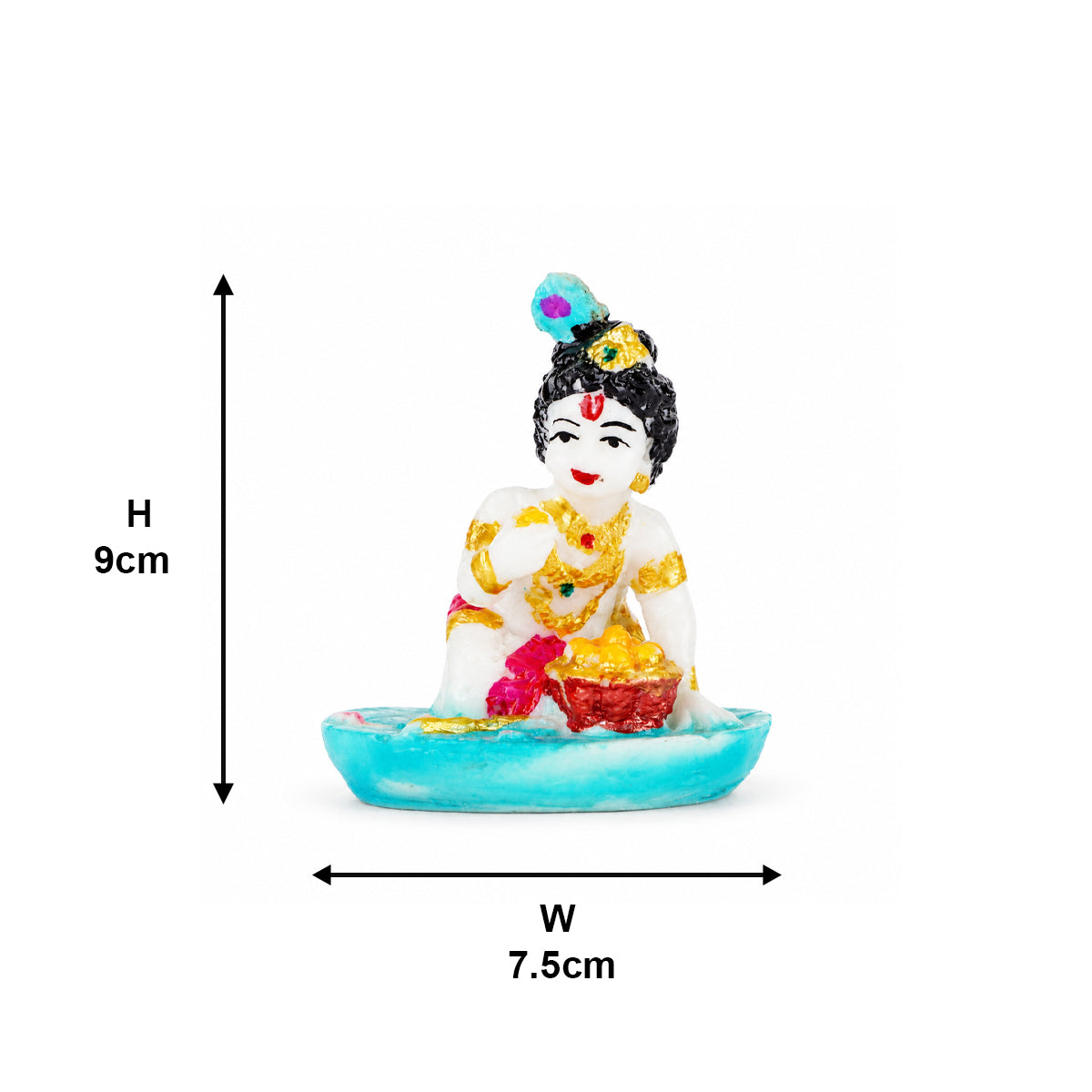 The Writershub Blue Base Bal Krishna with Laddu Decorative Idol