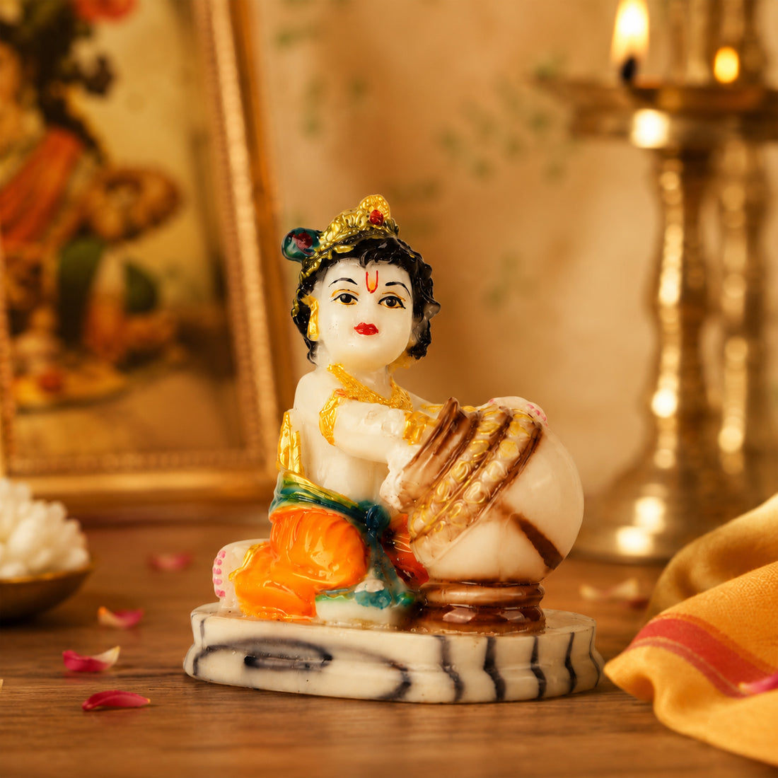 The Writershub Baby Krishna Butter Pot Decorative Idol