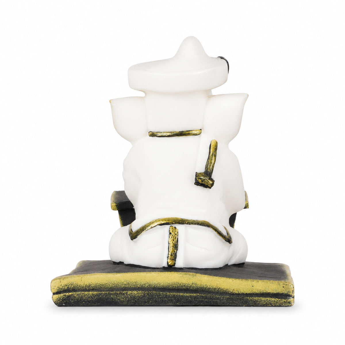 Munim Ganesh With Writing Statue: Exquisite White Finish Idol