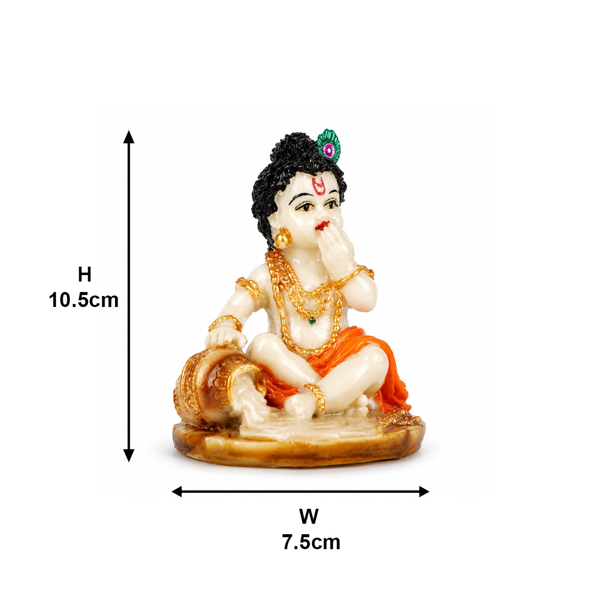 The Writershub Olive Green Base Bal Gopal Krishna Idol Sitting with Butter Pot Decorative Idol